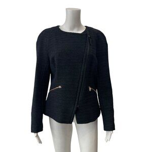 $425 NWT Ted Baker Blue Zip Fold Front Biker Jacket size 4/Large